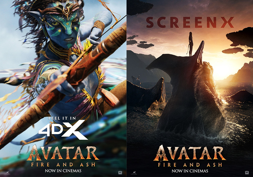 아바타: 불과 재 4DX포스터 및 SCREENX 포스터.