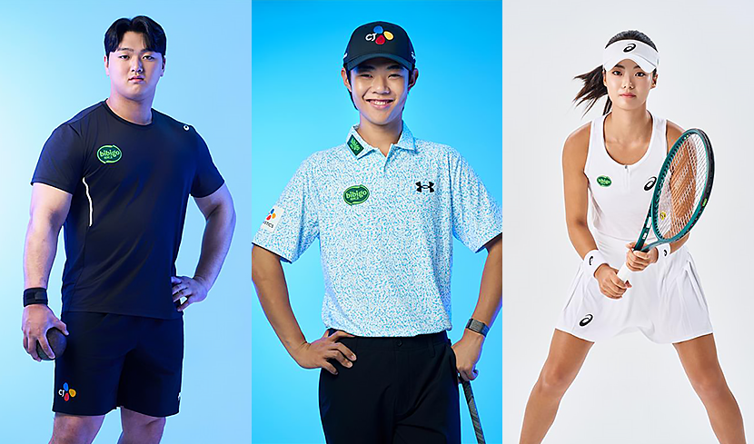 CJ가 후원하는 스포츠 유망주. 왼쪽부터 투포환 박시훈(18), 골프 크리스 김(18), 테니스 구연우(22).