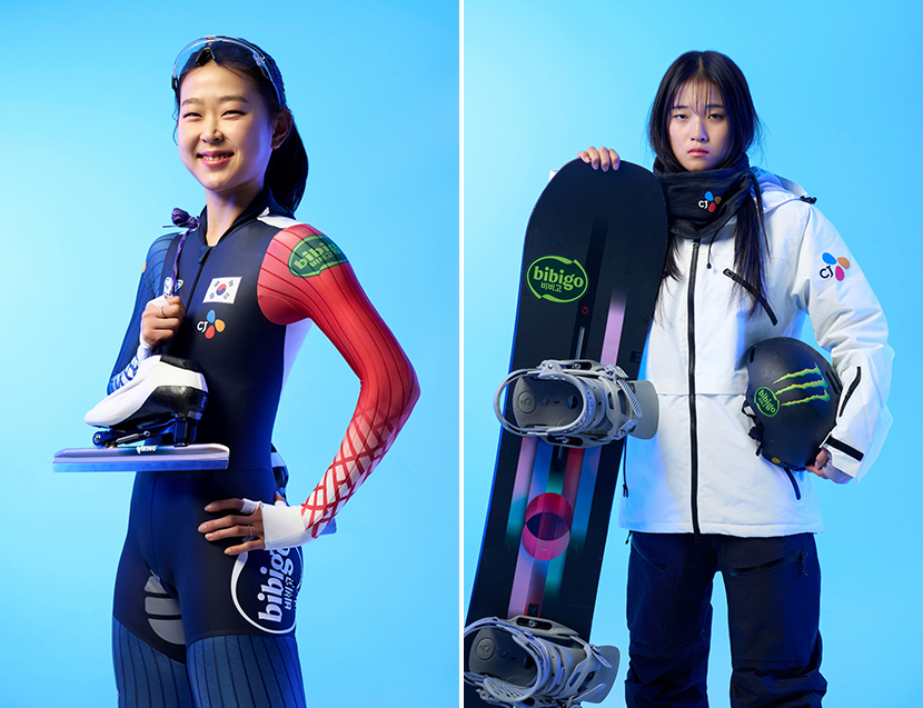 밀라노에서 메달에 도전하는 TEAM CJ 김민선(스피드스케이팅)과 최가온(스노보드 하프파이프).
