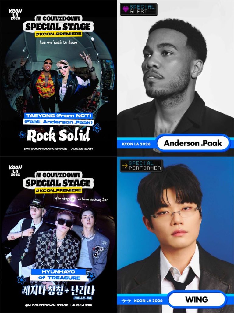 KCON LA 2026 스페셜 스테이지
Rock Solid (Feat. Anderson .Paak)
앤더슨 팩(Anderson .Paak)
HYUNHAYO of TREASURE(최현석, 요시, 하루토)
쾌지나 칭칭+난리나
윙(WING)