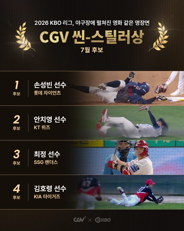 CGV, ‘월간 CGV 씬-스틸러상’ 7월 후보 공개
